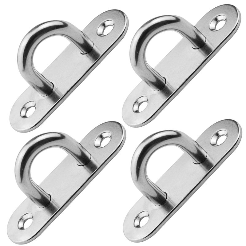 EXCELFU 4 Pieces Stainless Steel Ceiling Hook 3.1 inch Pad Eye Plate Marine Hardware Staple Hook Loop Screws Mount - Image 2